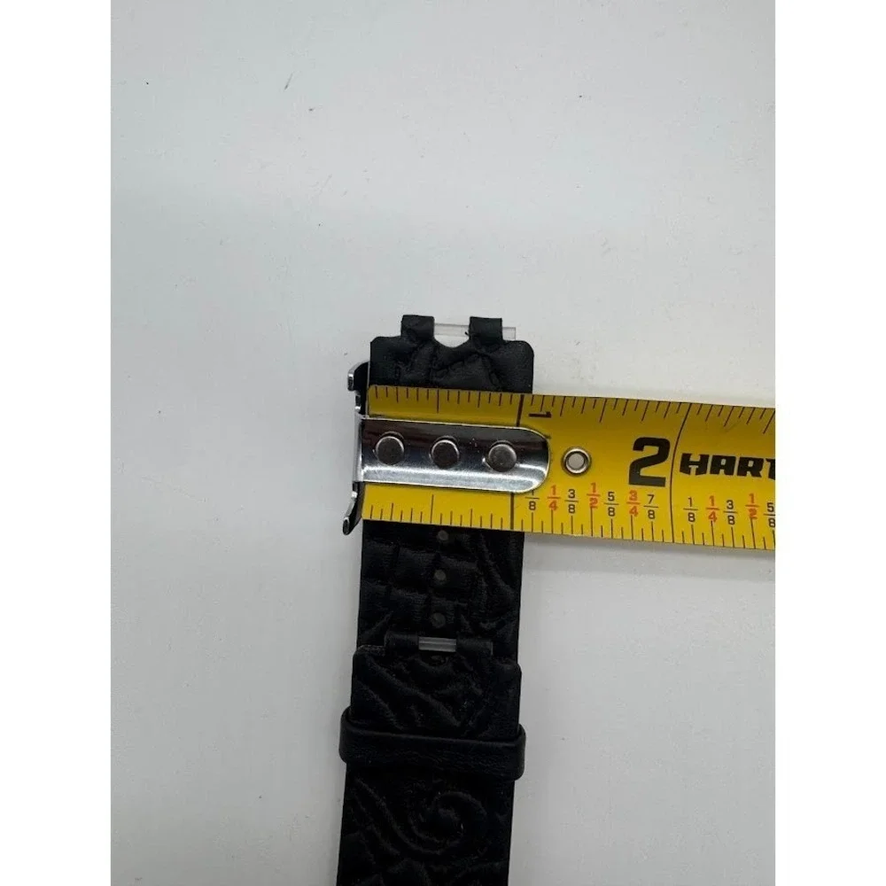 Versace Black Leather Watch Strap Gold Buckle Embossed Baroque Replacement Band